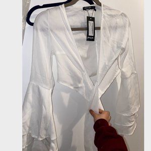 Nasty gal White V-Neckline and Tie Closure Top